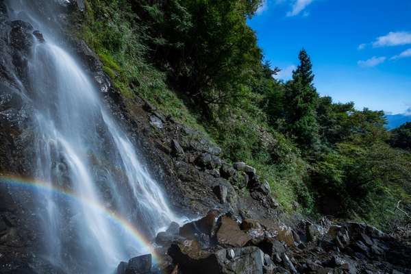 糸瀬の滝に二重の虹